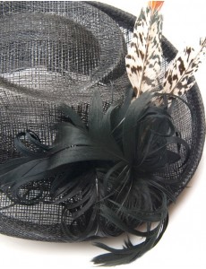 Palma Feather Fascinator-Black-Onesize