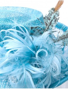 Palma Feather Fascinator-Blue-Onesize