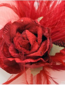 Eloise Feather Fascinator-Red-Onesize