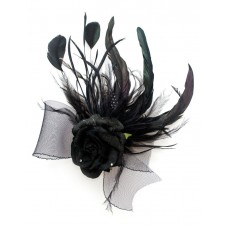 Eloise Feather Fascinator-Black-Onesize