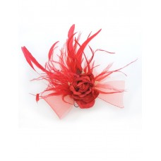 Eloise Feather Fascinator-Red-Onesize