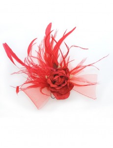 Eloise Feather Fascinator-Red-Onesize