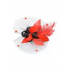 Jerry Feather Fascinator-Red-Onesize