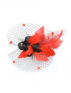 Jerry Feather Fascinator-Red-Onesize