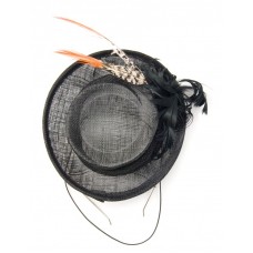 Palma Feather Fascinator-Black-Onesize