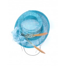 Palma Feather Fascinator-Blue-Onesize